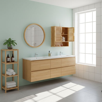 Bathroom Wall Cabinet, Louvered Doors, Adjustable Shelf