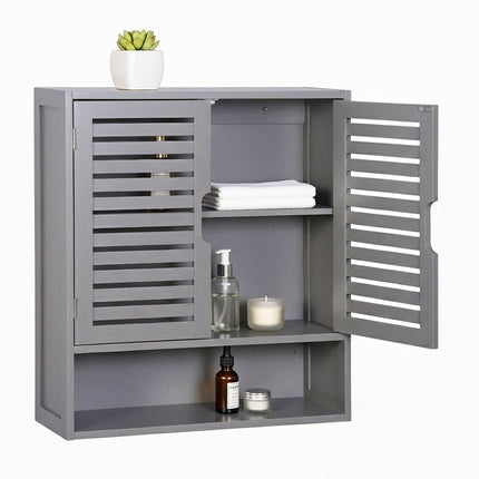 Bathroom Wall Cabinet, Louvered Doors, Adjustable Shelves
