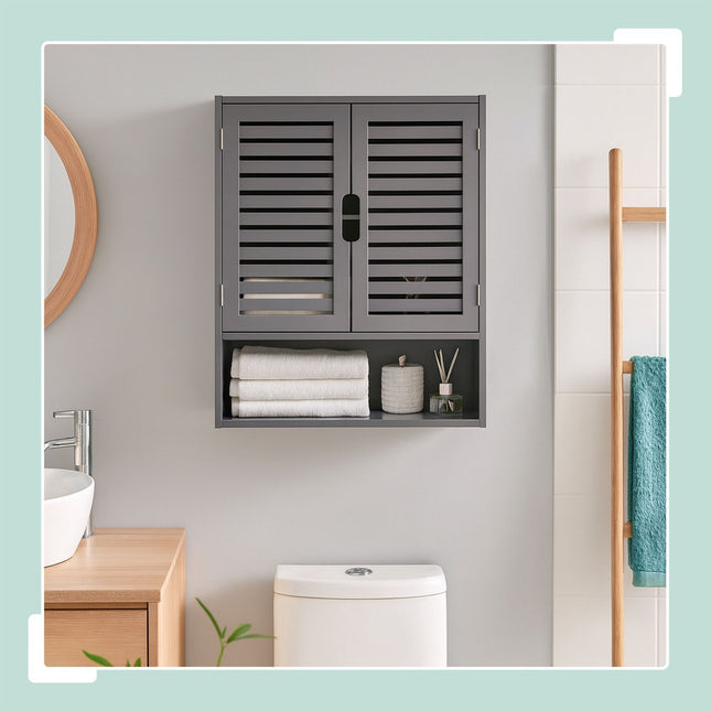 Bathroom Wall Cabinet, Louvered Doors, Adjustable Shelves