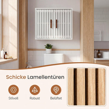 Bathroom Wall Cabinet, Natural Wood, Adjustable Shelves