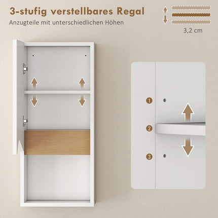 Bathroom Wall Cabinet, Soft-Close Door, Open Shelf, White
