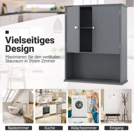 Bathroom Wall Cabinet with 2 Doors & Adjustable Shelf