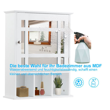 Bathroom Wall Cabinet with Adjustable Shelves, Mirror, White MDF
