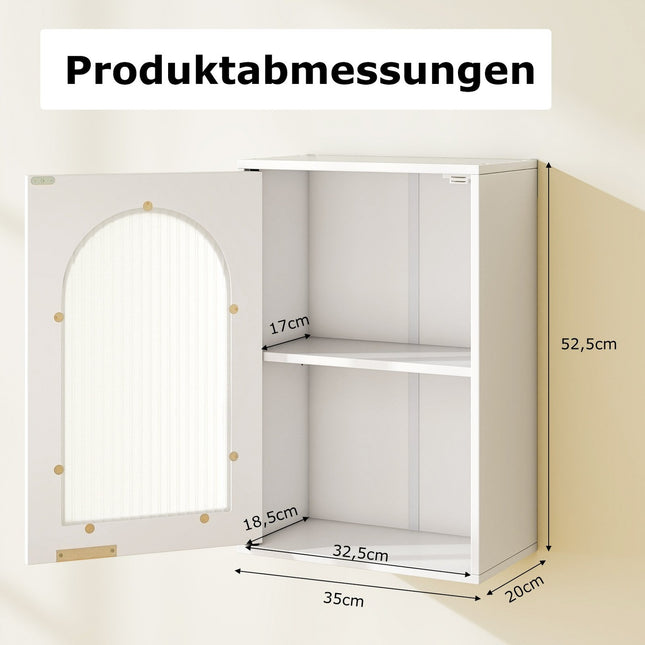 Bathroom Wall Cabinet with Glass Door, Adjustable Shelf, White