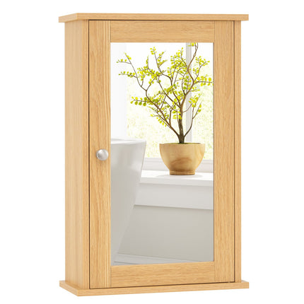 Bathroom Wall Cabinet with Mirror, Adjustable Shelf, Single Door