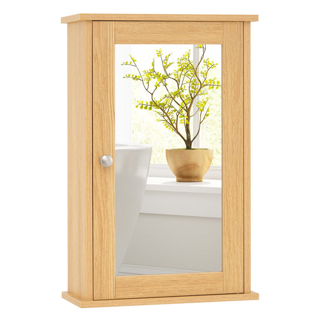 Bathroom Wall Cabinet with Mirror, Adjustable Shelf, Single Door