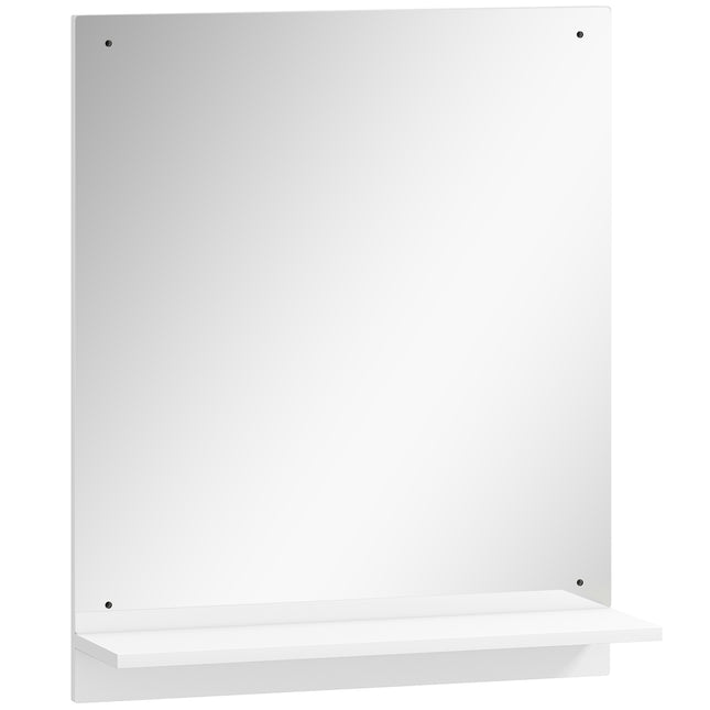 Bathroom Wall Mirror with Shelf, White, 50 x 60 cm