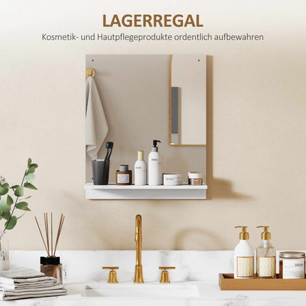 Bathroom Wall Mirror with Shelf, White, 50 x 60 cm
