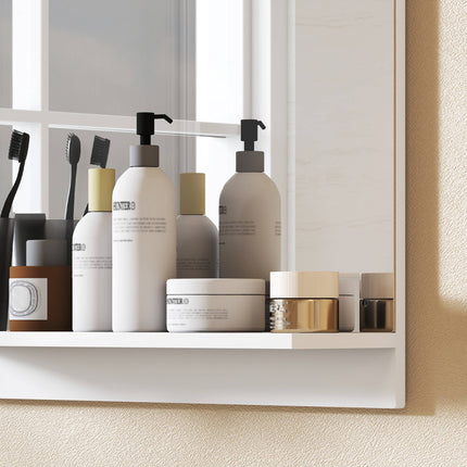 Bathroom Wall Mirror with Shelf, White, 50 x 60 cm