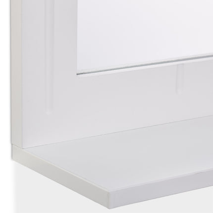 Bathroom Wall Mirror with Shelf – White Frame
