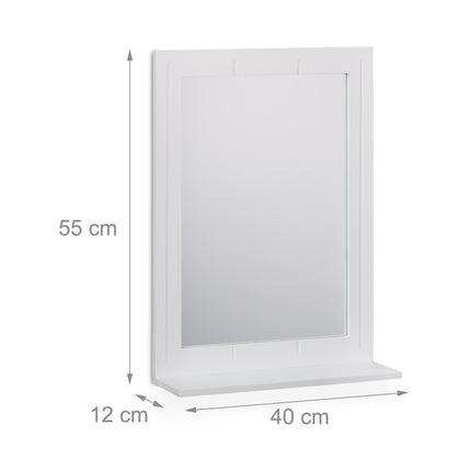 Bathroom Wall Mirror with Shelf – White Frame