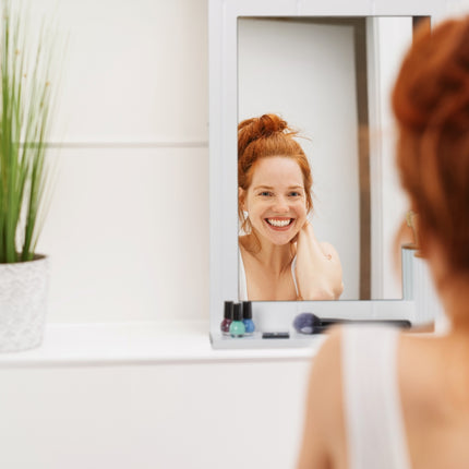 Bathroom Wall Mirror with Shelf – White Frame