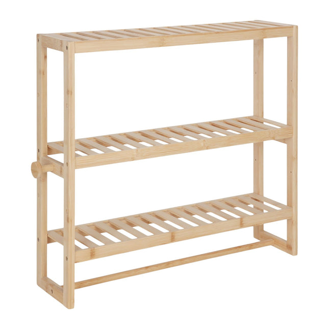 Bathroom Wall Shelf with Towel Rail and Hooks