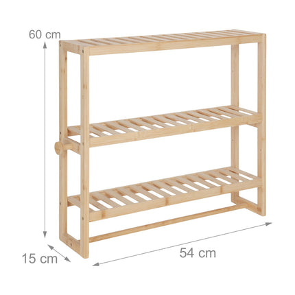 Bathroom Wall Shelf with Towel Rail and Hooks