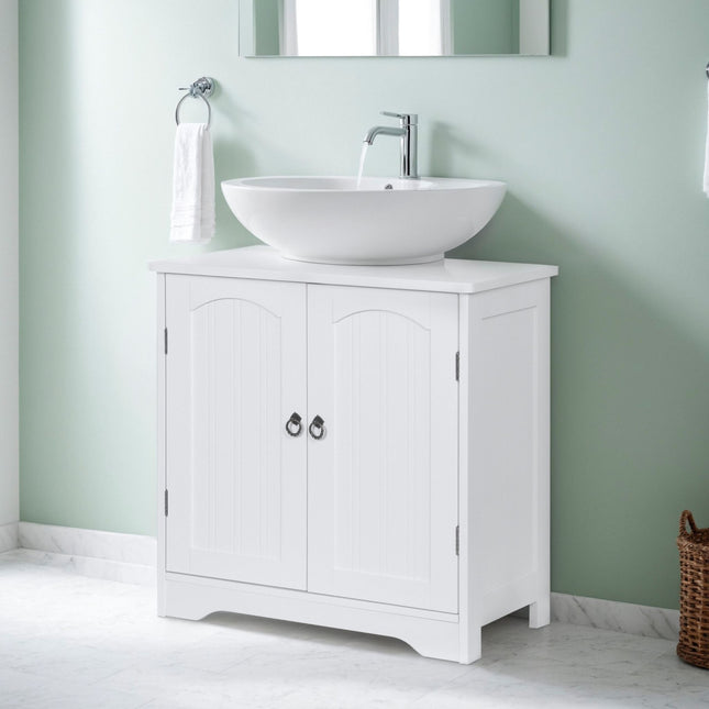 Bathroom Washbasin Cabinet with Shelf and Siphon Cut-Out