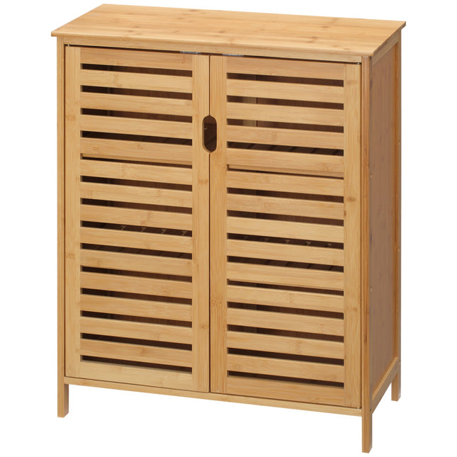 Bathroom cabinet, bamboo, 2 doors, 2 shelves, natural