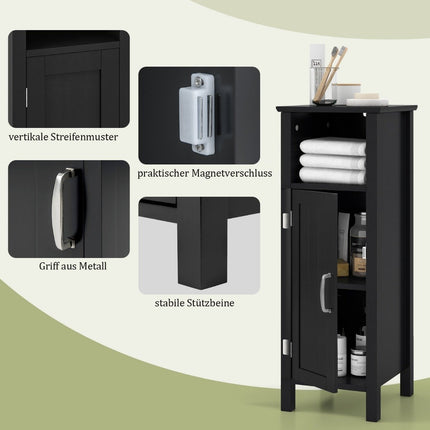 Bathroom cabinet bathroom cabinet with open compartment side cabinet storage cabinet 30 x 30 x 80 cm black