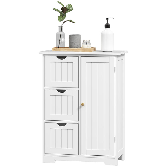 Badkamerkast zijkast met 3 lades, badkamerkast met verstelbare plank, voor badkamer, woonkamer 60 x 30 x 80 cm wit |