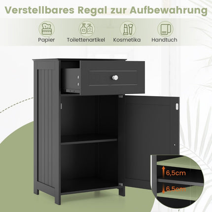 Bathroom cabinet, slim with drawer and door, 43 x 34 x 77 cm, black