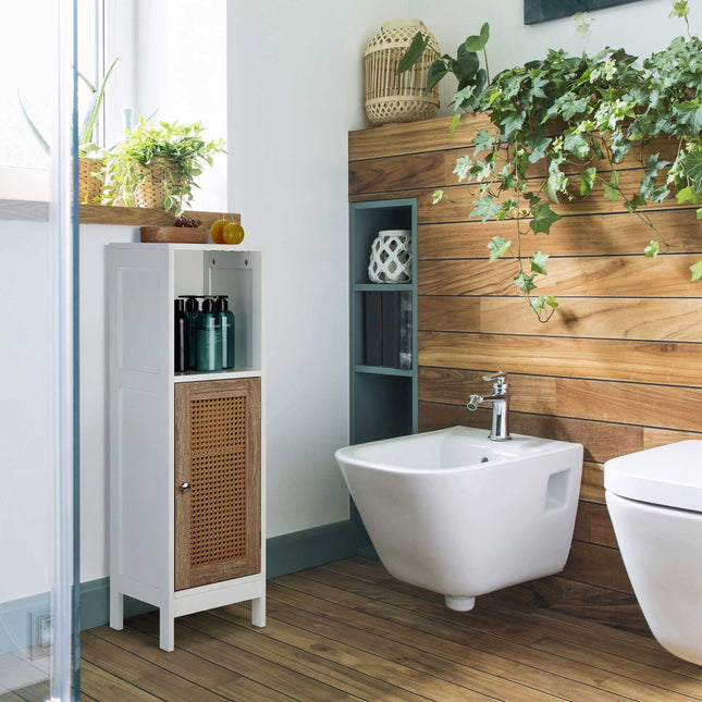 Bathroom cabinet with rattan door