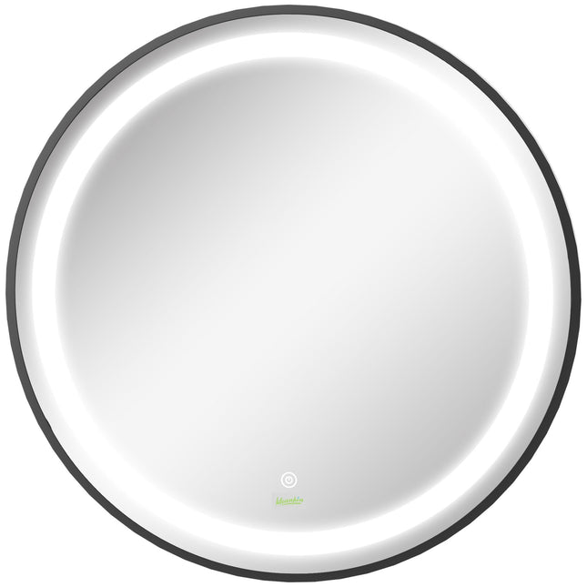 LED bathroom mirror - 60 cm, Touch & Memory, Black, IP44 rating