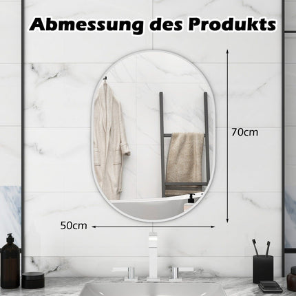 Bathroom mirror 70 x 50 cm large cosmetic mirror with shatterproof film black