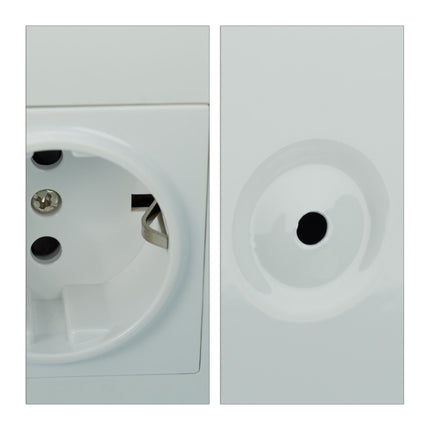 Bathroom mirror cabinet with outlet