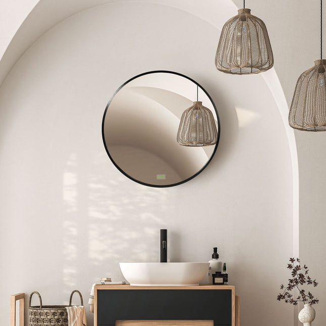 Round black bathroom mirror - Ø50 cm, aluminum frame