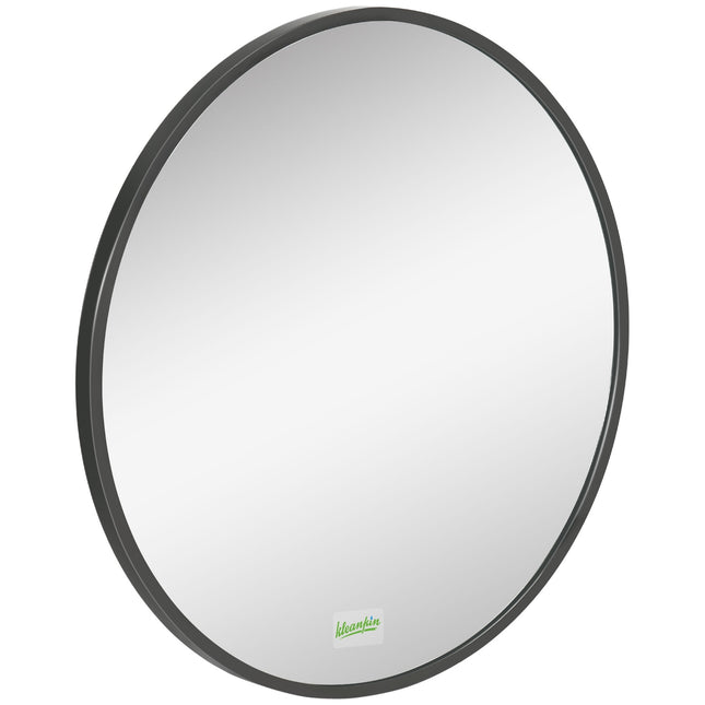 Round black bathroom mirror - Ø50 cm, aluminum frame