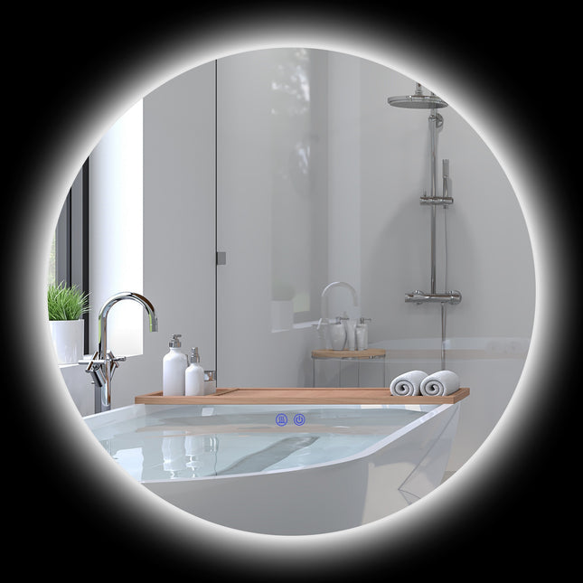 Illuminated bathroom mirror, Ø70 cm, Anti-Fog, Touch Switch