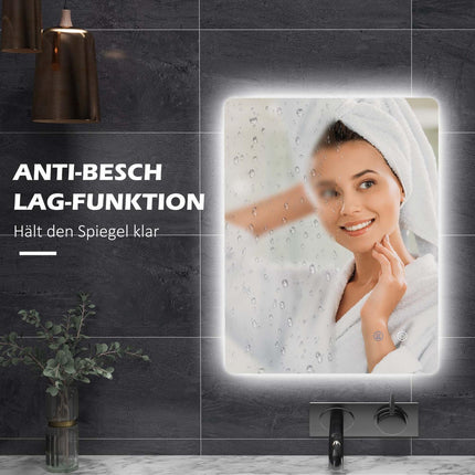 Bathroom mirror with lights, 70x50 cm, Anti-Fog Touch Control