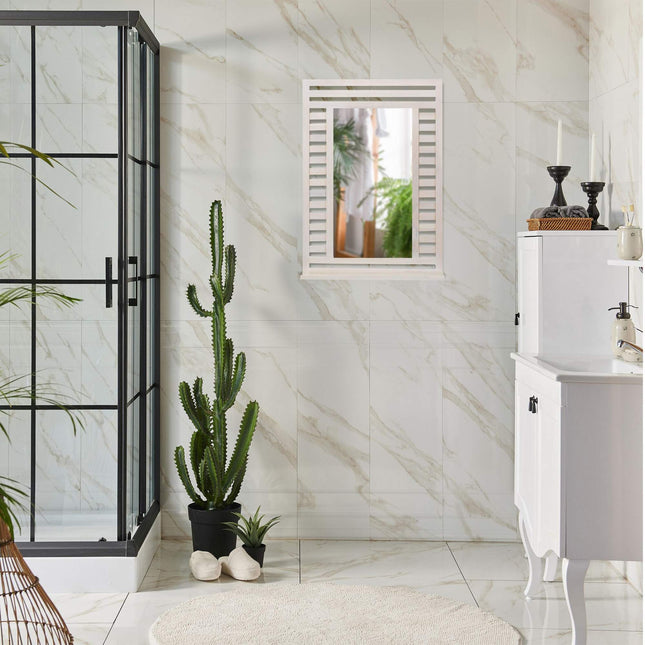 Bathroom mirror with shelf in white vintage