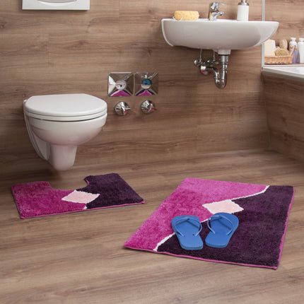 Bathroom rug in set of 2 patterned