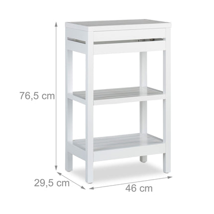 Bathroom shelf bamboo white