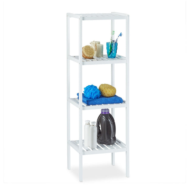 Bathroom shelf bamboo white