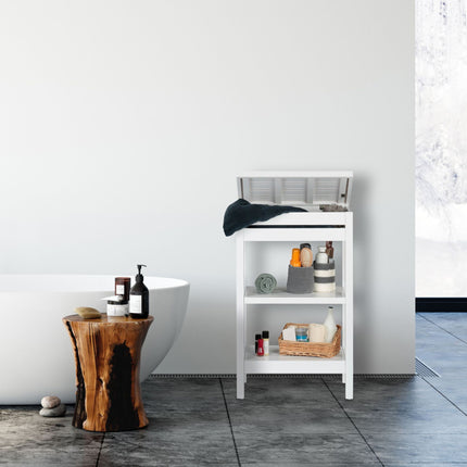 Bathroom shelf bamboo white
