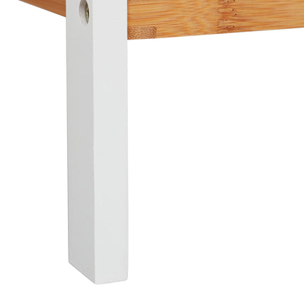 Bathroom shelf bamboo white and natural