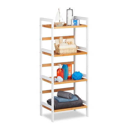Bathroom shelf bamboo white and natural