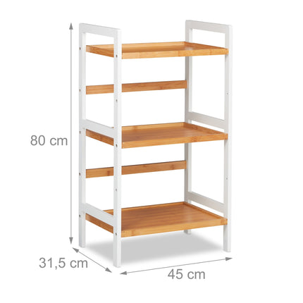 Bathroom shelf bamboo white and natural