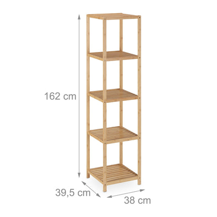 Bathroom shelf in bamboo 5 shelves