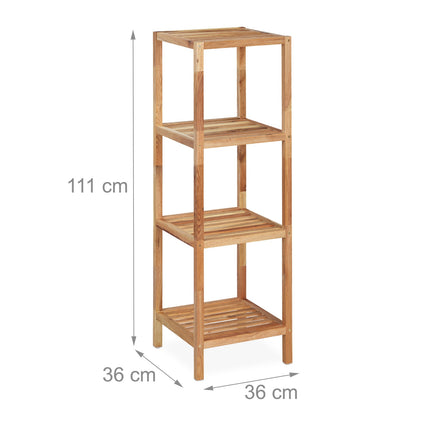 Bathroom shelf in walnut with 4 shelves