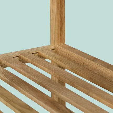 Bathroom shelf in walnut with open shelves