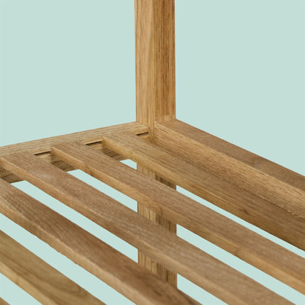 Bathroom shelf in walnut with open shelves