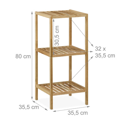 Bathroom shelf in walnut with open shelves