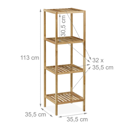Bathroom shelf in walnut with open shelves