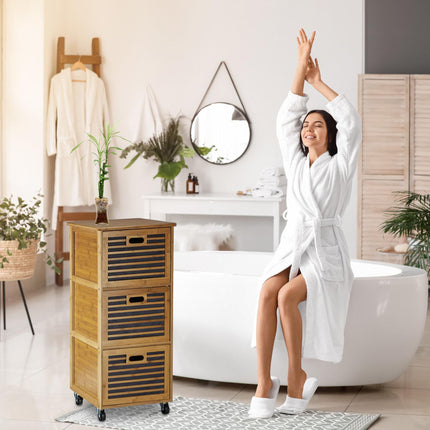 Bathroom shelf trolley bamboo