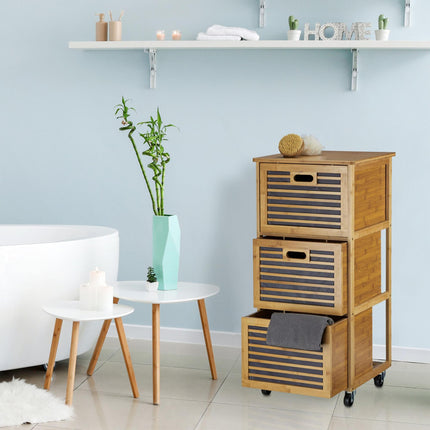 Bathroom shelf trolley bamboo