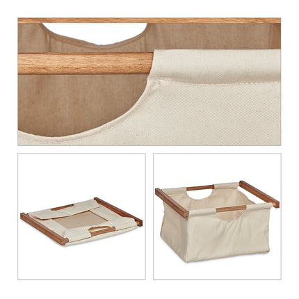 Bathroom shelf with 3 laundry baskets beige