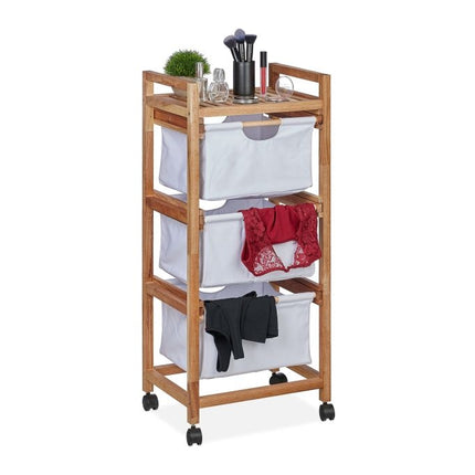 Bathroom shelf with 3 laundry baskets white