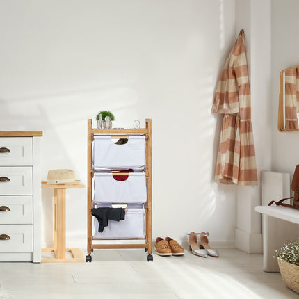 Bathroom shelf with 3 laundry baskets white
